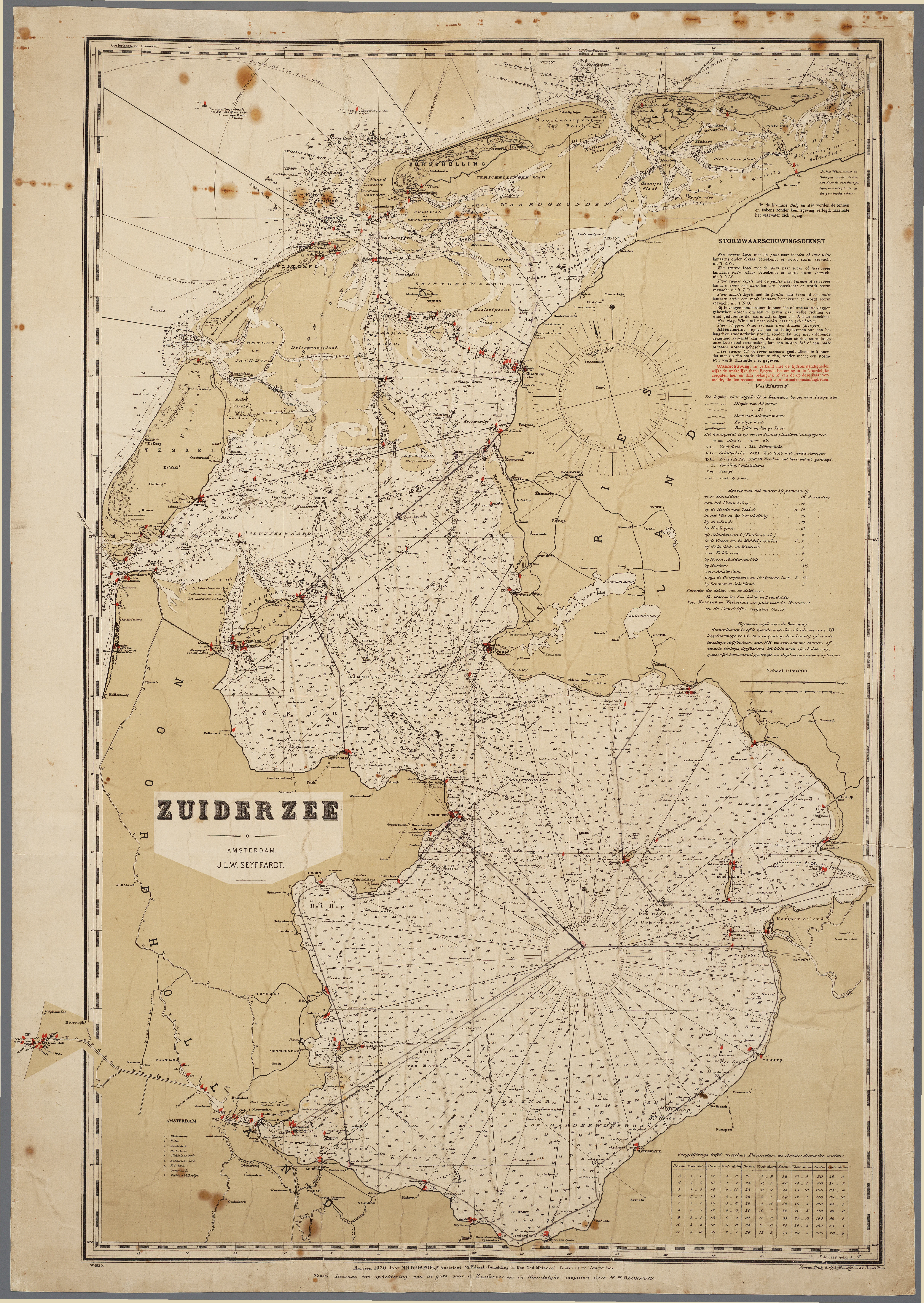 Zuiderzeekaart, herzien 1920, uit de collectie van het Zuiderzeemuseum