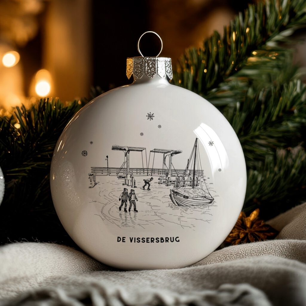 Harderwijkse Wensbal 2026 met tekening van De Vissersbrug en een botter